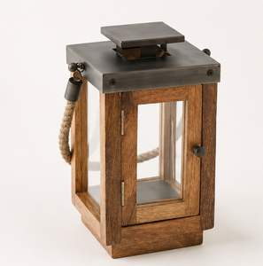 Exclusive Eco-Friendly Wooden Candle Lantern <b>Rope</b> Handle Black Metal Top for Farmhouse Home Decor Christmas Wedding Centerpieces - Product Image 4