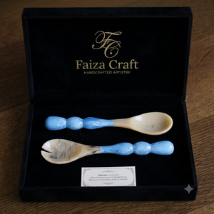Ensemble d'ustensiles à salade en résine blanche écologique FAIZA CRAFT – Cuillère, fourchette, spatule – Compatible lave-vaisselle, micro-ondes et four – Haute qualité - Product Image 1