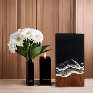 Boîte à bijoux moderne de luxe en résine noire, motif vague océanique, pour salon - Product Image 6