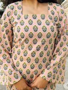 Elegant Women <b>Peach</b> Printed Co Ord Set Casual Wear Full Sleeve <b>Top</b> With Matching Palazzo Pants - Product Image 3