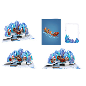 Tarjeta de Felicitación Navideña 3D Premium, Tarjeta Artesanal de Papel Personalizada con Diseño de Pueblo Invernal, Trineo de Santa Claus y Ángel - Product Image 5