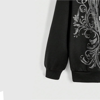 Sweat à capuche zippé avec imprimé floral Ailes d'ange et strass, coupe oversize, personnalisable, unisexe, streetwear, vente en gros