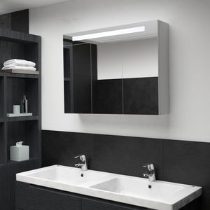 Mueble de Baño Blanco y Plateado con Espejo LED - Product Image 1