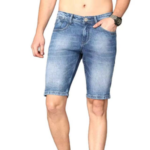 Short en jean pour homme, design personnalisé, logo, léger, respirant, style tendance, usage quotidien, durable, professionnel. - Product Image 3