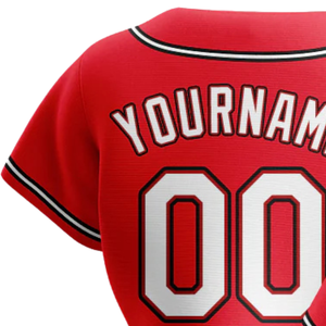 Men Red White Black Authentic Baseball Jersey Button Front Team Shirt Performance <b>Athletic</b> Game Day Practice Sports Uniform Wear - Product Image 6