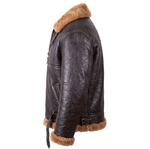 Men's Premium <b>Shearling</b> <b>Aviator</b> Leather <b>Jacket</b> Zipper <b>Shearling</b> Lining Men's Premium <b>Shearling</b> Leather <b>Jacket</b> For Men - Product Image 4