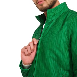 RIVIAN ATLANTIC Veste en cuir gaufré python vert pour hommes Nouvelle veste en cuir en peau de serpent Winter ODM/OEM Supply - Product Image 6
