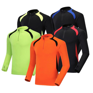 Mens Half <b>Zip</b> Long Sleeve Soccer Training Top Breathable Quick Dry Sports Shirt Gym Fitness Running Workout Pullover for Men - Product Image 1