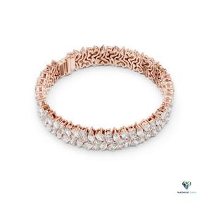 13.5 CTW Rose <b>Gold</b> Pear and Marquise Lab Grown Diamond Floral Link Bracelet in 18K <b>Solid</b> <b>Gold</b>, 7 Inch Luxury Statement Jewelry - Product Image 5