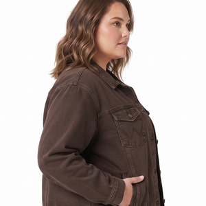 Classic Design <b>Custom</b> <b>Denim</b> <b>Jacket</b> Women Turn Down Collar <b>Denim</b> Jeans Plus Size Coat Ladies Button Up <b>Denim</b> <b>Jackets</b> Women's - Product Image 3