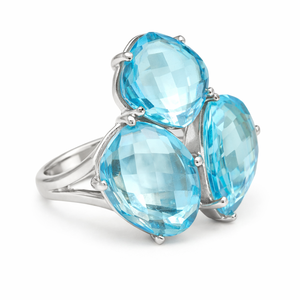 Anillo de Plata de Ley con Aguamarina Tallada a Mano y Engaste Pavé, Piedra de Nacimiento Única de Marzo, Joyería Clásica Vintage para Boda, para Hombre - Product Image 2