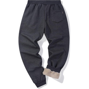 Wholesale Men's Dark Gray Fleece Jogger Sweatpants Elastic Waist <b>Drawstring</b> Side Pockets Casual Winter Joggers Heavyweight - Product Image 2