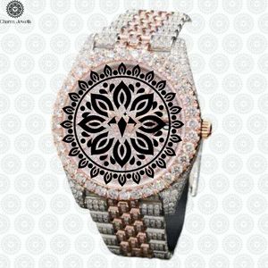 Reloj de Lujo para Hombre Charm_Jewells, de Acero Inoxidable, 40 mm, Bisel con Diamantes de Arcoíris, Caja Mecánica Analógica, Fecha Automática, Botón de Fecha Oculto - Product Image 1