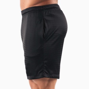 Pantalones Cortos Deportivos de Lona Transpirable para Hombre, Color Negro Sólido, Cintura Media Elástica, Estilo Casual, Cortos, Tejidos, 100% Ecológicos - Product Image 2