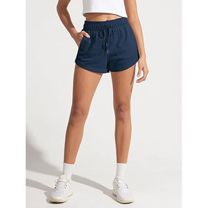 Shorts de Felpa de Cintura Media para Mujer, Corte Holgado, Interior Cepillado, Bolsillos Laterales, Mezcla de Algodón y Poliéster, para Descansar, Gimnasio, Invierno - Product Image 3