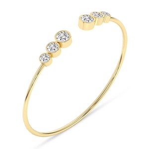 Magnifique bracelet jonc flexible conique Lina en or massif 14k/18k avec diamants de laboratoire certifiés IGI, qualité VS1, VVS1, pour femme - Product Image 4