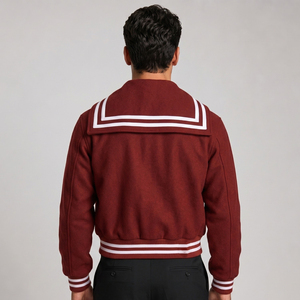 Chaqueta Varsity con Capucha Gris Oscuro para Hombre con Rayas Blancas, Corte Regular, Ropa Casual de Otoño - Product Image 5