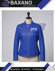 Veste en cuir bleu premium Zeta Phi Beta Sorority avec lettres grecques pour les membres de la sororité et de la fraternité ZPB, veste pour femmes - Product Image 4