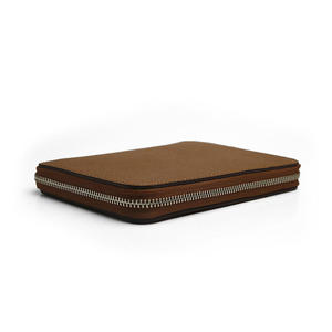 Porta Pasaportes y Tarjetas de Cuero PU Marrón con Cierre, Organizador de Documentos Delgado, Estuche de Almacenamiento Portátil para Viajes - Product Image 3