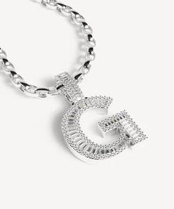 Colgante con Letra G, Chapado en Rodio, Aleación con Diamantes de Corte Esmeralda, Estilo Hiphop, Unisex, para Regalo - Product Image 2