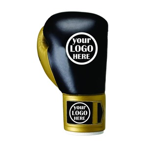 Gants de boxe personnalisés bleus et dorés à lacets en PU respirant pour adultes – Équipement d'entraînement et de sparring - Product Image 5