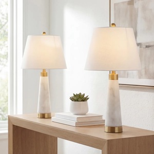 Par de Lámparas Decorativas Modernas de Mármol con Detalles en Oro Refinado, Luz Cálida Ambiental y Estilo Premium para el Hogar - Product Image 2