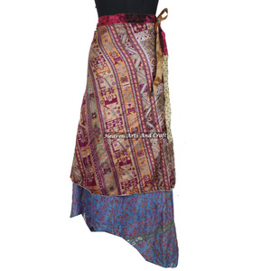 Vintage Silk Saree Wrap <b>Skirt</b> Plus Size Maxi Dress Beach Wear Indian <b>Summer</b> - Product Image 6