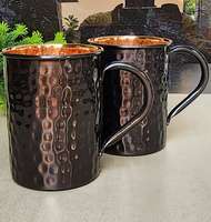 Mug Moscow Mule classique en cuivre massif fait main (16 oz) – Finition martelée antique, résistant à la chaleur, écologique, recyclable, anti-fuite
