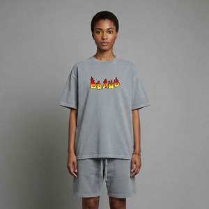 Hot Selling article 100% cotton 2-Piece oversized Women's t-shirt & short <b>set</b> Summer wear High-Quality 2 tone women's short <b>Set</b> - Product Image 4