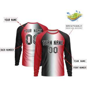 Camisetas Deportivas Personalizadas con Degradado, Manga Larga, para Béisbol y Fútbol, con Nombre y Número Impresos, para Hombres, Mujeres y Jóvenes - Product Image 1