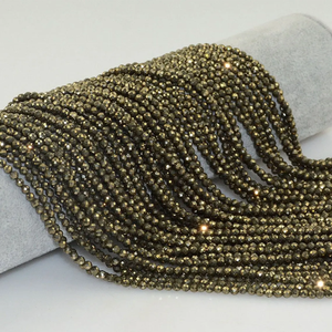 Cuentas Redondas Facetadas de Pirita Natural de 4 mm, Cuentas Sueltas Hechas a Mano para Hacer Collares, Pulseras y Joyería a Precio de Mayorista - Product Image 3