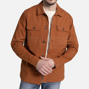 Soft 100% Cotton <b>Canvas</b> Winter <b>Jacket</b> Lightweight Breathable Eco-Friendly Front Logo Comfortable Outdoor Casual Wear - Product Image 3