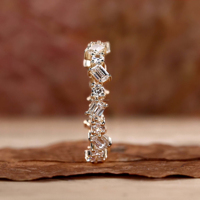 RB Gems Bague de mariage en or rose 14K/18K avec moissanite taille émeraude CVD/HPHT certifiée IGI, motif zig-zag, pour femme, idéale pour les fêtes