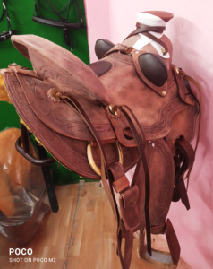 Selle en cuir Western Barrel Selle en cuir Western Roping Ranch Wade Selle de course de chevaux Équipement équestre - Product Image 3