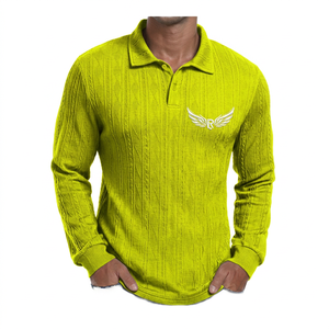 เสื้อโปโลแขนยาวถักสำหรับผู้ชาย สีดำ ปักโลโก้ สไตล์ลำลอง ระบายอากาศได้ดี ผลิตจากโพลีเอสเตอร์ 100% - Product Image 3