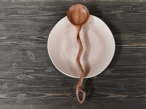 ช้อนไม้กันลื่นสำหรับเสิร์ฟซุปทำจากไม้แกะสลัก - Product Image 6
