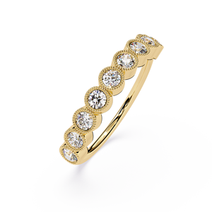 แหวนเพชรทรงกลมแบบฝังขอบทองคำแท้ 14k สำหรับผู้หญิง ดีไซน์คลาสสิกเรียบง่าย สามารถสวมซ้อนกันได้ เหมาะสำหรับเป็นของขวัญในวันครบรอบแต่งงาน - Product Image 4