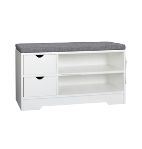 Proveedor a granel Banco de zapatos con estante de cojín con 2 cajones Banco de almacenamiento Banco de estante de entrada para entrada - Product Image 1