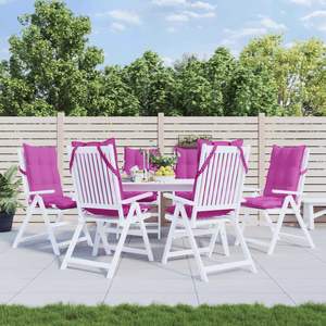 Ensemble de 6 coussins de chaise à dossier haut en tissu Oxford rose pour usage extérieur - Product Image 1
