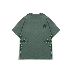 Fournisseur de chemises pour hommes en tissu délavé à l'acide 300 GSM |   T-shirt Streetwear Y2K ample en coton peigné 100% lourd, fabrication OEM en gros - Product Image 1