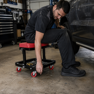<b>Rolling</b> Garage Folding Chair with <b>Tool</b> Tray 2" Swivel Casters for Garage Automotive Detailing | Garage Supply <b>Tools</b> GAPGAR022 - Product Image 1