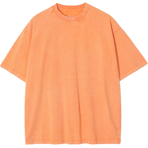 เสื้อยืดแขนสั้นสีพื้นสไตล์อเมริกันเรโทรทรงโอเวอร์ไซส์สำหรับผู้ชายและผู้หญิง ลุคสตรีทเทรนดี้สำหรับฤดูร้อน ผ้าฟอกแบบวินเทจ - Product Image 4