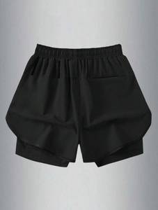 <b>Black</b> Sleeveless <b>Tank</b> <b>Top</b> Set Men's Sportswear Fitness Wear Elastic Waist Shorts <b>Knitted</b> Vest Polyester Cotton Summer - Product Image 3