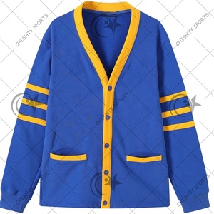 Venta al por mayor de los hombres suéter cárdigan de manga larga Universidad DE LA Universidad de punto suéter - Product Image 1