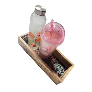 Plateau de service décoratif en bois bohème avec motif imprimé et poignées latérales pour la décoration de mariage et de fêtes à domicile - Product Image 4