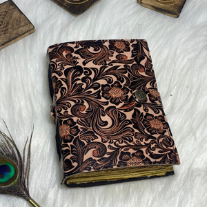 Diario de Cuero con Estampado Floral Personalizado, Cuaderno Hecho a Mano con Papel de Borde Rústico de 7x5 Pulgadas, Opción de Logotipo Personalizado - Product Image 3