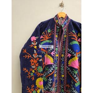 เสื้อแจ็คเก็ตปักลายอุซเบก ซูซานี ผ้ากำมะหยี่ ทำมือ เสื้อแจ็คเก็ตสั้น ซับในผ้าฝ้าย สไตล์โบโฮชิค เสื้อคลุม - Product Image 2