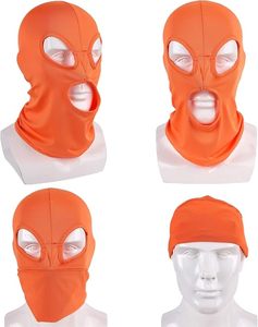 Masque Balaclava Unisexe Orange Respirant et Imperméable en Spandex et Polyester Couleur Unie pour Adulte – Idéal pour l'Extérieur - Product Image 2