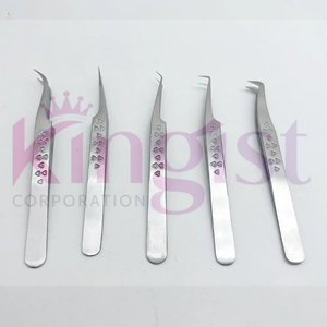<b>Precision</b> Stainless Steel Eyelash Tweezers Set Smooth Tip Curved Straight For Beauty Application - Product Image 2