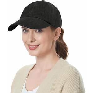 หมวกเบสบอลกีฬาเปิดหลังสำหรับ2025ทำจากผ้าฝ้ายฟอกสีที่มีผมลอนยุ่งมีผลกระทบต่อผมหางม้า - Product Image 4